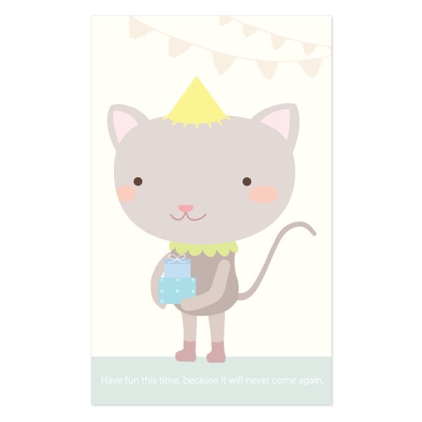 [디자인마음새][오늘출발] 마음새 고양이 미니카드 5매 생일 축하카드 유치원 어린이날 선물포장 학교 업체 이벤트