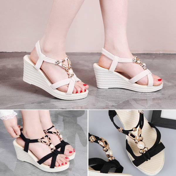 발편한 여성 여름 쪼리 샌들 웨지 플랫 슬리퍼 스트랩 통굽 코슬레