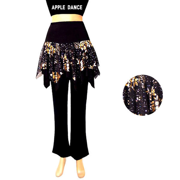 [오늘출발] 애플댄스 국산 매화골드 댄스 랩바지 댄스바지 댄스복 에어로빅복 라인댄스복 밸리댄스복 행사복 공연복 바지