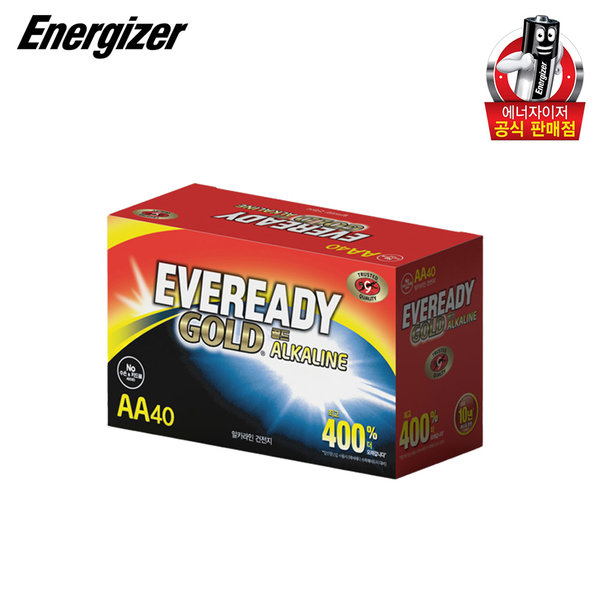 [에너자이저홀딩스][오늘출발] 에너자이저 에버레디 골드 알카라인 건전지 AA 40입