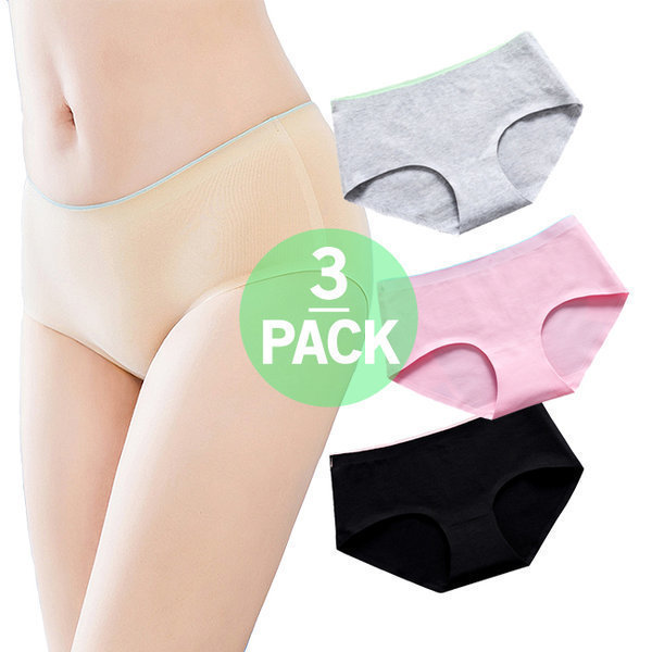 [오늘출발] 플레이워크 (3장세트) 여성 면팬티 순면100% 심리스 노라인팬티 무봉제 팬티 3장세트 무료배송