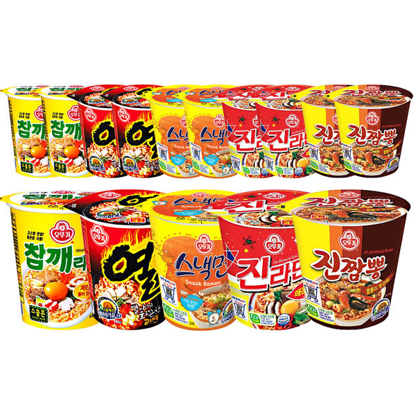 오뚜기 컵라면 소컵 각 3개 참깨+열라면+스낵면+진매+진짬뽕