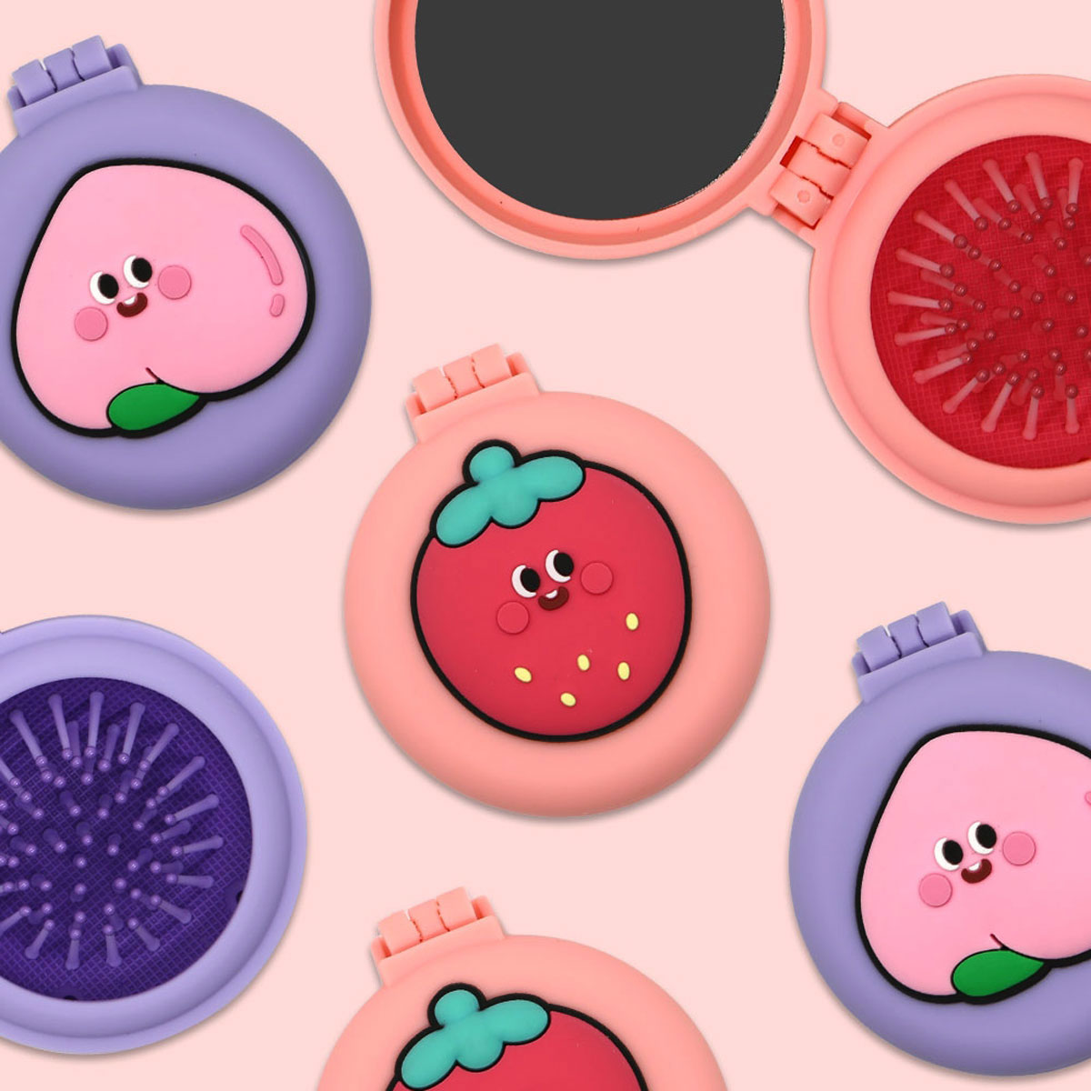 [오늘출발] 당친 거울 브러쉬 1개 랜덤 손거울 휴대용 유아 여아