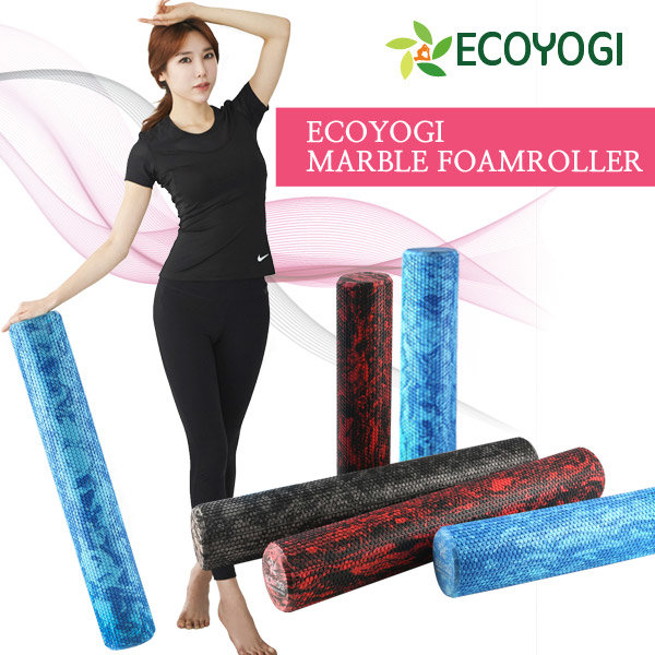 [비에스코리아][오늘출발] 에코요기 마블폼롤러 스트레칭 마사지폼롤러 90cm 척추허리운동 무료배송+특가할인 더블이벤트