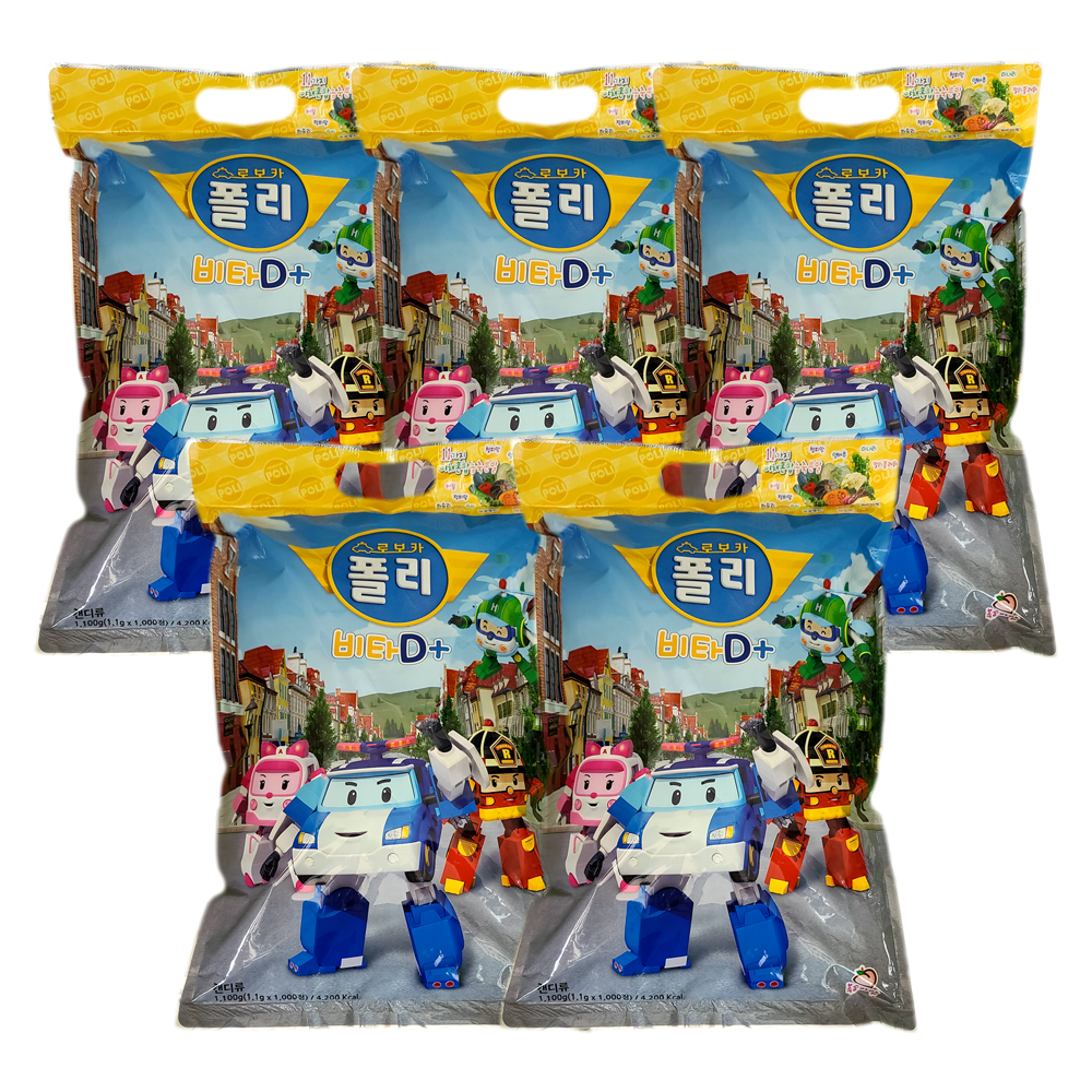 [로이비쥬얼][오늘출발] 로보카폴리 로보카폴리 어린이 약국 대용량 비타민캔디 1000정 5개