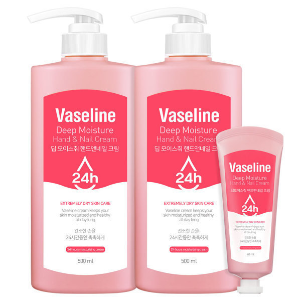 바세린 바세린 핸드크림 핸드로션 대용량  500ml 2개 + 60ml 1개 고보습 휴대용