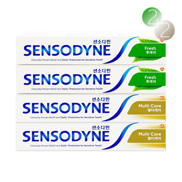 [헤일리온][오늘출발] 센소다인 치약 100g 4개 묶음 / 후레쉬 2개 + 멀티케어 2개 시린이전용 민감성치아 코스트코치약