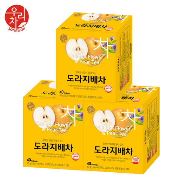 [송원식품][오늘출발] 우리차 송원 도라지배차 40티백 x3개 (120T)