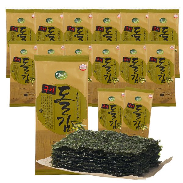 [선해수산]바다소리 올리브유로 구워 더욱 고소한 구은김 구이돌김 반절6매x10봉/무료배송