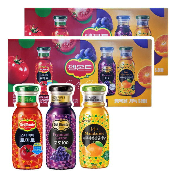 롯데칠성 델몬트 음료선물세트 행복을 가득담아 180ml x 24병