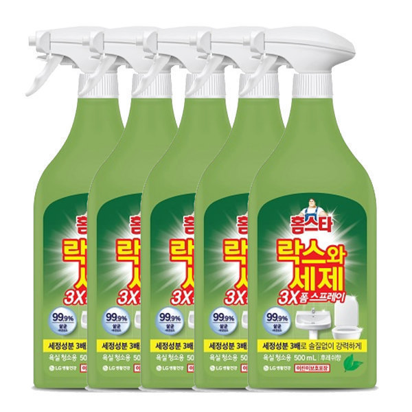 [스마일배송] 홈스타 홈스타 락스와세제 3X 폼스프레이 후레쉬 500ML 5개