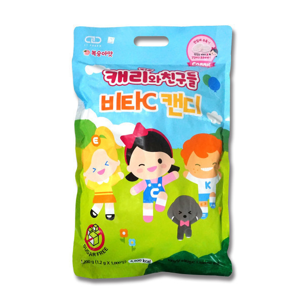 [오늘출발] 씨티팜 캐리와 친구들 어린이 비타C 1000정 (1개) / 복숭아맛 캐릭터 유아 키즈 대용량 비타민 영양제 약국용 캔디