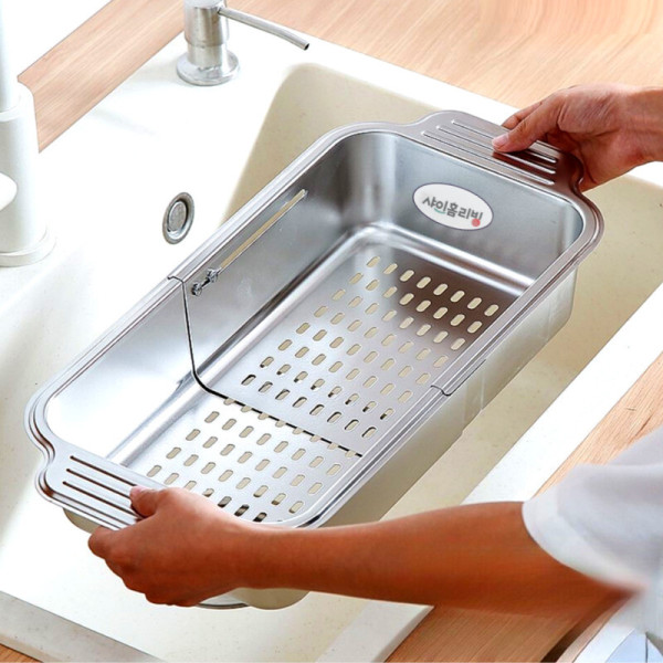 [제이케이씨글로벌][오늘출발] 샤인홈리빙 길이조절 가능 304스테인레스 설거지 식기건조대 주방 싱크대선반  밧드야식기건조대 채반