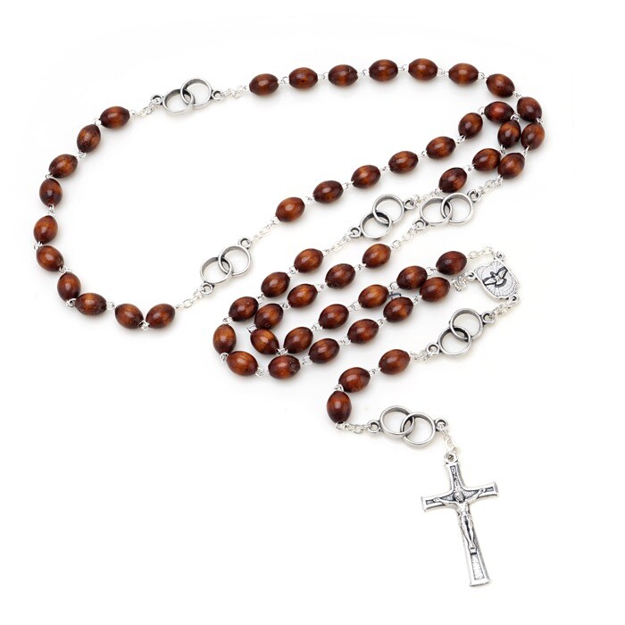 [오늘출발] 이태리 나무 5단체인 묵주 10mm 천주교 성물 P0000EZS