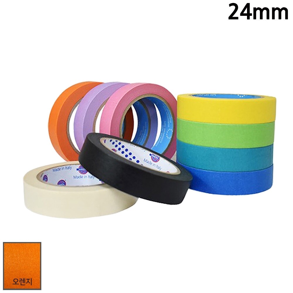 유로셀 종이 마스킹 테이프 오렌지 24mm x 40M/40M마스킹/마스킹테이프24MM/마스킹테이프50MM/마스킹테이프