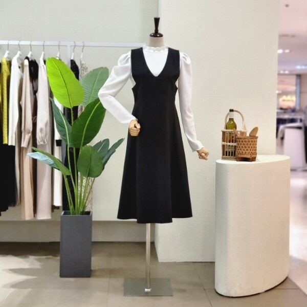 포커스 대구백화점 4CUS딥 브이넥 뷔스티에 롱 원피스(FS3B9OP5350)