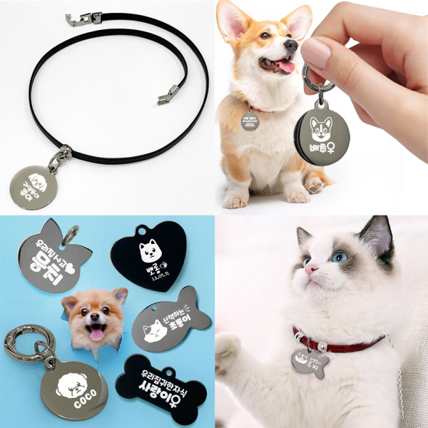 더룩 강아지 고양이 목걸이 인식표 네임택 이름표 반려동물