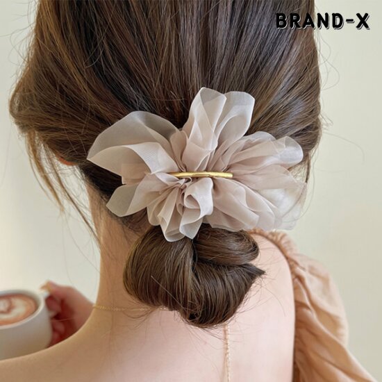 체험특가브랜드엑스 여신강림 쉬폰 러플 골드바 헤어핀