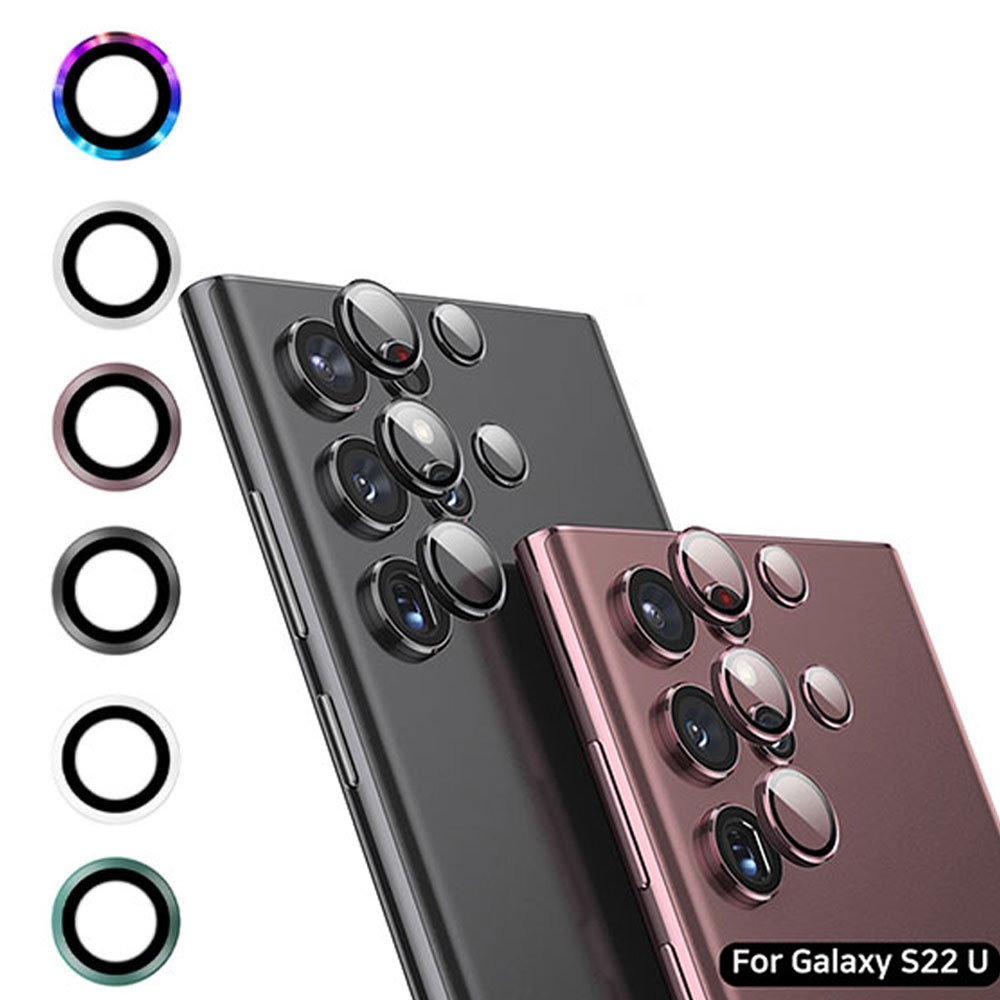갤럭시 S22울트라 (S908) EZ 카메라 렌즈 메탈 포인트 링 강화유리 필름 가이드형