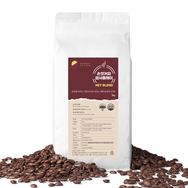 [오늘출발] 손맛커피 원두커피1kg 무료배송 갓 볶은 신선한 원두커피1kg 쌉싸름한향미 (홀빈) / 손맛커피 쌉싸름헤이 (HEY)