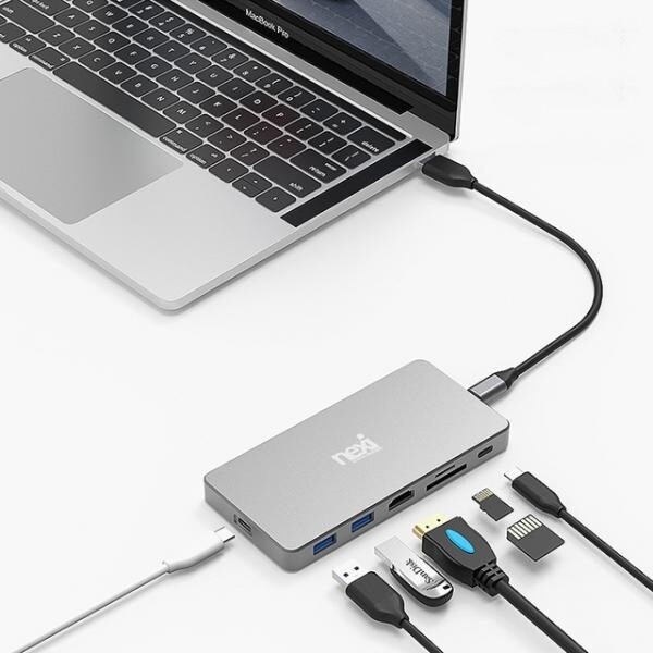 [리버네트워크][오늘출발] 넥시(전자기기) C타입 노트북 멀티연결잭 HDMI USB3.0 마이크로SD PD포트 허브 NVMe M2 SSD슬롯 맥북 삼성노트북호환