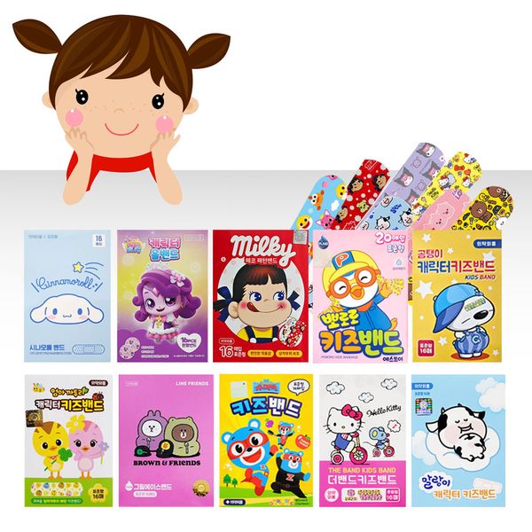 [오늘출발] 우리딸 캐릭터 키즈밴드 10갑/반창고 대일밴드 일회용 상처 뽀로로 헬로키티 핑크퐁