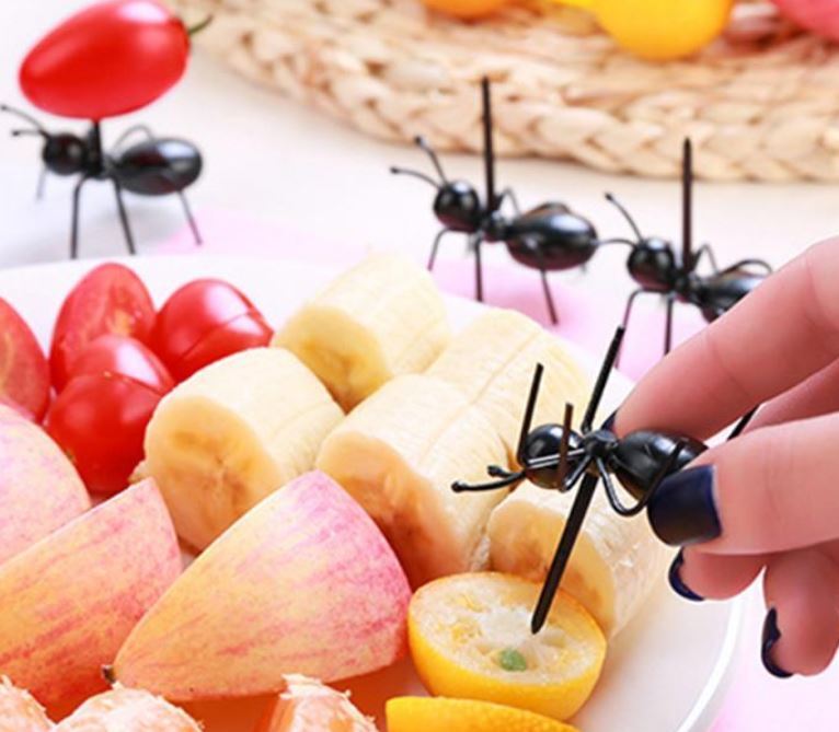 [오늘출발] 파티 개미 모양 과일 디저트 꽂이 이쑤시개포크 12PCS