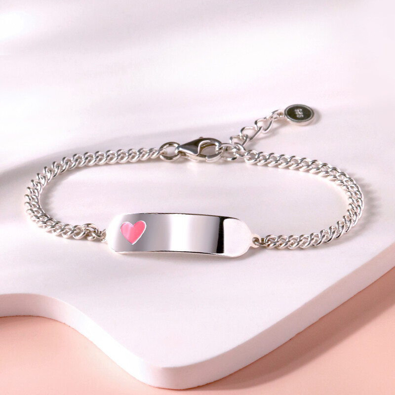 골드팡 실버 피치꼬마하트 미아방지 팔찌 :무료각인/아동주얼리/어린이날선물: