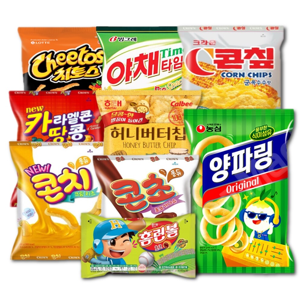 [오늘출발] 봉지 과자 세트 선물 박스 허니버터칩 홈런볼 치토스 콘칩 콘초 콘치 야채타임 양파링 카라멜콘땅콩 9종