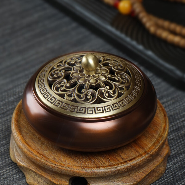 구리 팬 향로 아로마 테라피 골동품 장식 미니어처