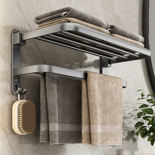 [옵티][오늘출발] 무타공마켓 2세대 은회색 욕실 수건걸이 선반 화장실 정리대