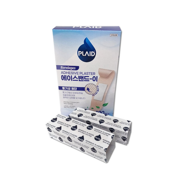 [오늘출발] 플레이드에이스밴드-이 표준형 100매 72mm x 18mm 통기성 원단 상처보호 에이스밴드-이
