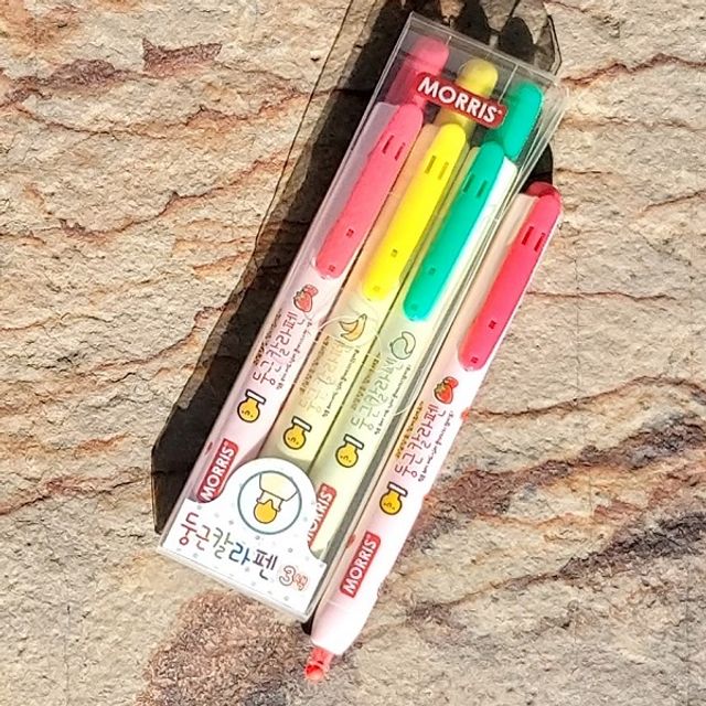 모리스 P2D 모리스 JUSTCLICK 과일향 노크식 둥근 형광펜 3색set 문구 모리스