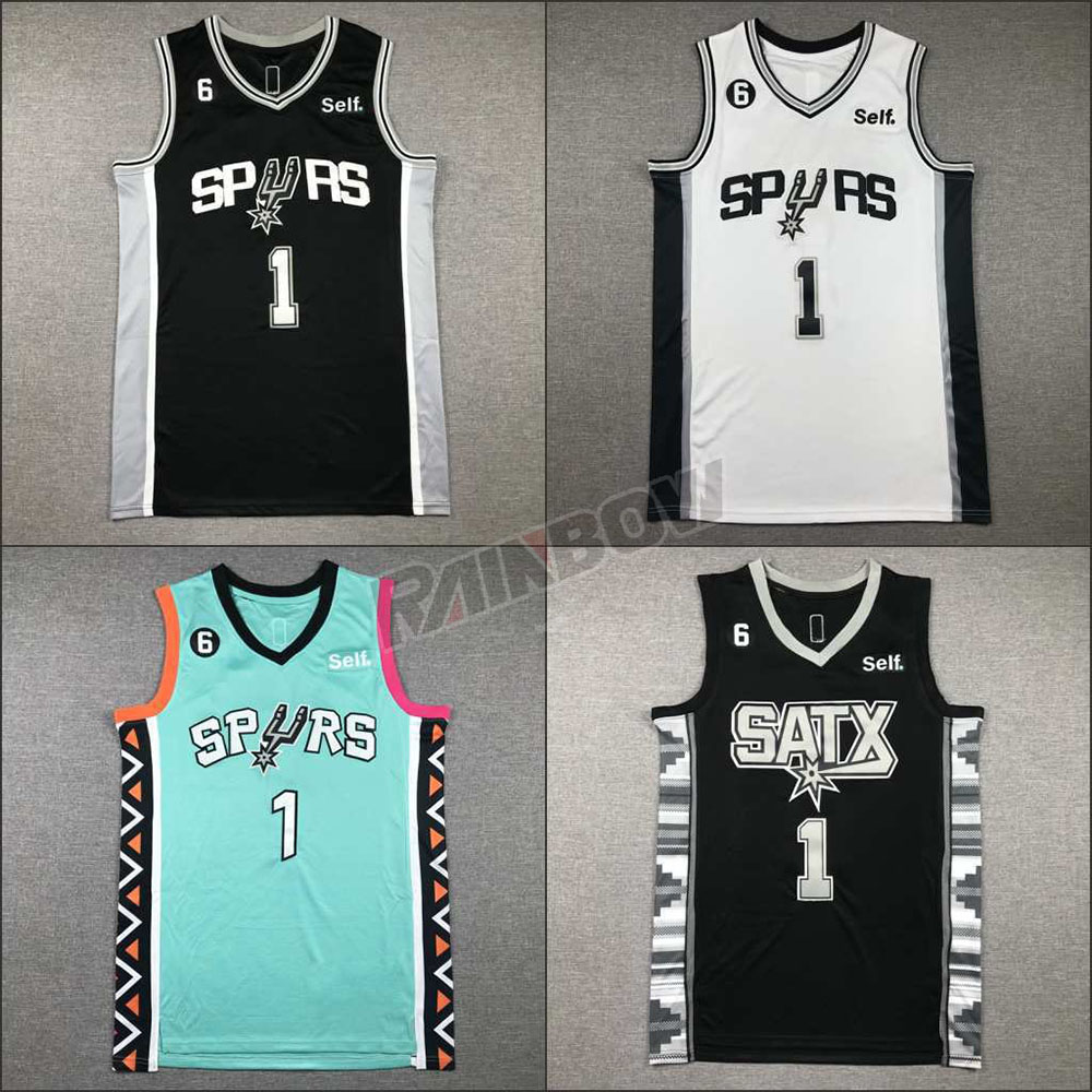 [해외] NBA 샌안토니오 스퍼스 빅터 웸반야마 농구 유니폼 자수 농구나시 트레이닝 상의
