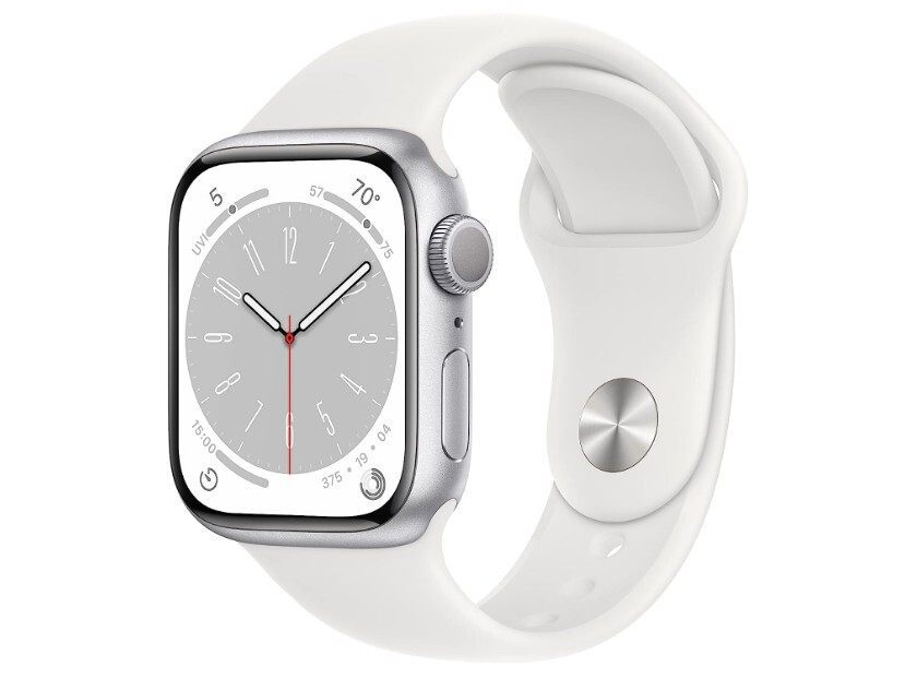 애플 애플위치8GPS  41mm실버케이스화이트스포츠밴드S/M피트니스 트래커 혈중산소 심전도앱 항상켜져미국무료배송