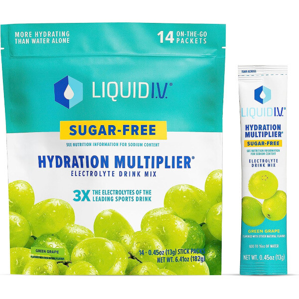 리퀴드 아이브이 하이드레이션 전해질 스포츠음료 청포도맛 14개입 무가당 NON-GMO - 14 카운트(12개 팩)