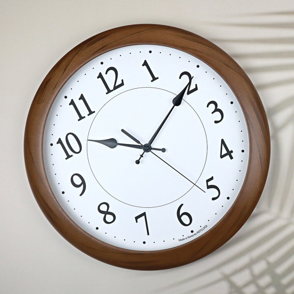 [메리트산업][오늘출발]핫클락 400파이 월넛 고급 우드라인 벽 시계 판촉 대형 사무실 관공서 은행 사무실 원목 무소음 무료배송