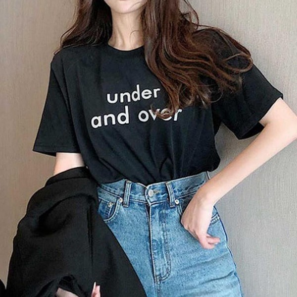 반팔티셔츠 여름 남성 여성 라운드넥 카라 브이넥 바캉스 데일리 룩 여자옷 쇼핑몰 베이직 레터링 반팔티