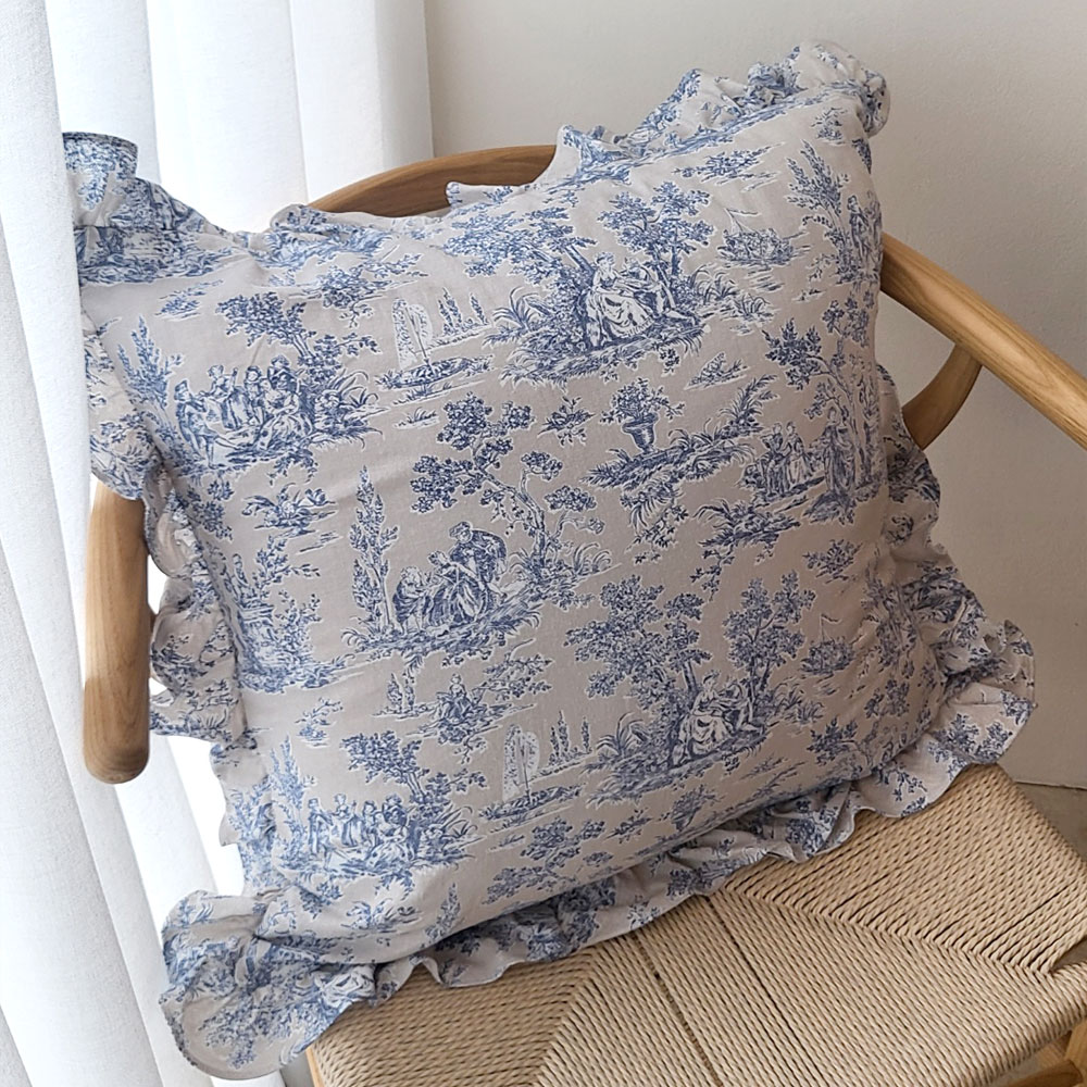 수피아코코 린넨 비뇽 클로드 명화 프릴 쿠션 쿠션커버