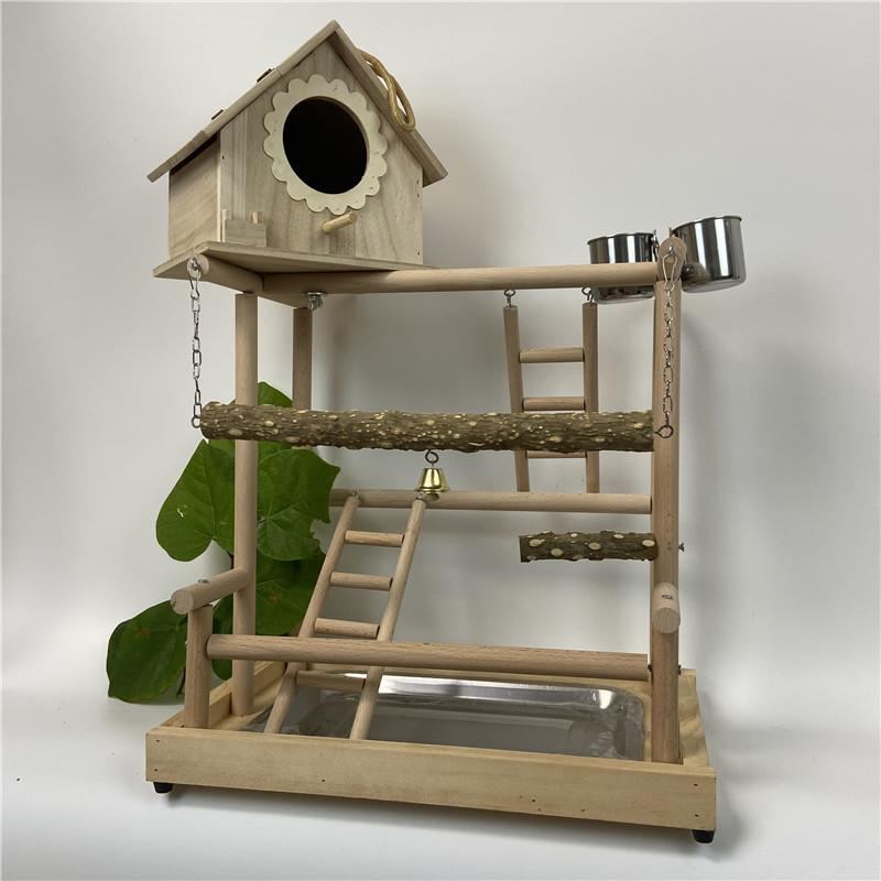 앵무새 놀이터 장난감 원목 오두막 횟대 사다리 스탠드