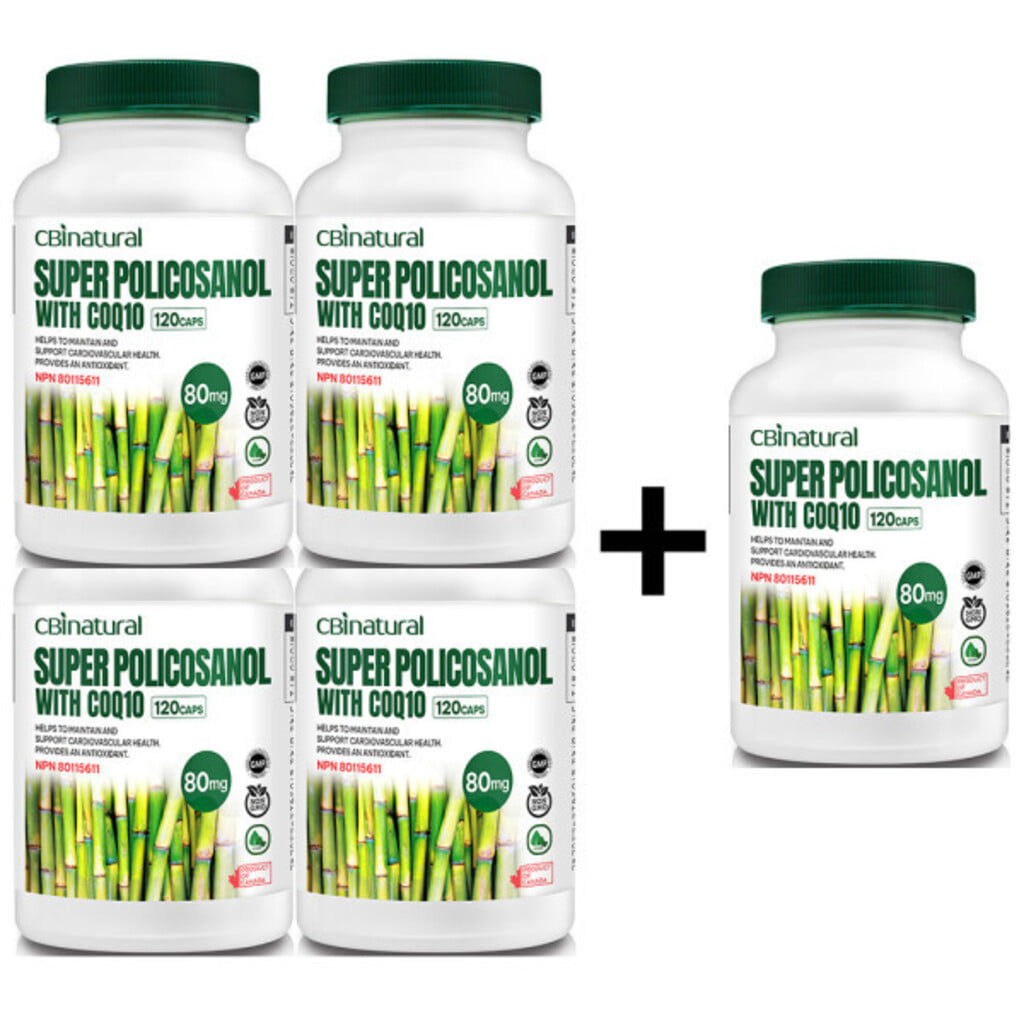 [해외] Cbi네츄럴 (4+1)쿠바산 사탕수수 폴리코사놀 80mg+코큐텐 30mg 캐나다 생산 캐나다 GMP/NPN인증 본사직발송