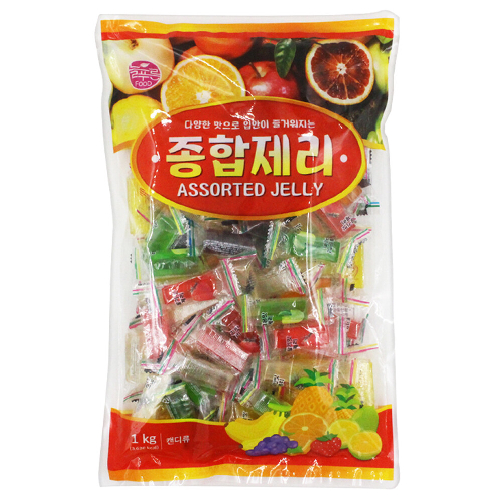 [오늘출발] 늘푸른식품 늘푸른 종합제리 1kg/종합젤리/과일맛/과일젤리/담라/소프트캔디