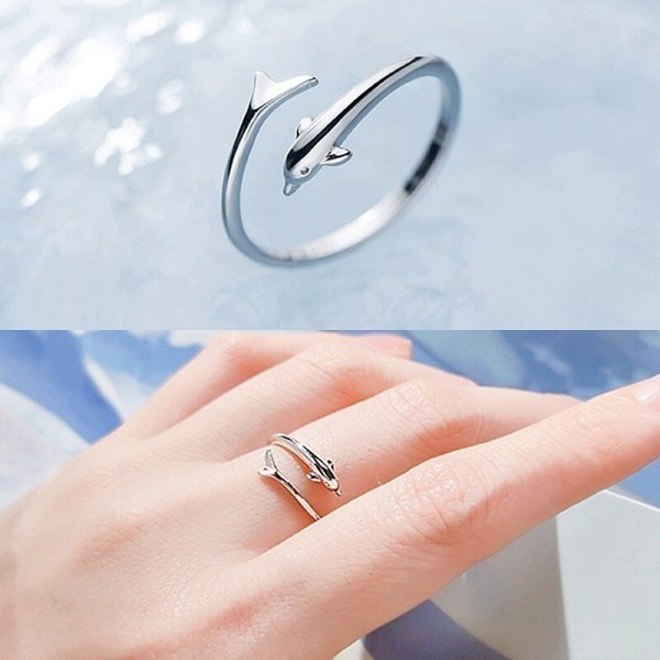 [오늘출발] 당일출고/무료배송 실버925 돌고래 프리 사이즈 순은반지 행운 고래꼬리 반지 구매고객 은클리너천 증정