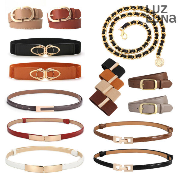 여성 벨트 사이즈 조절 금장 버클 포인트 정장 가죽 허리띠 당일발송가능+무료배송