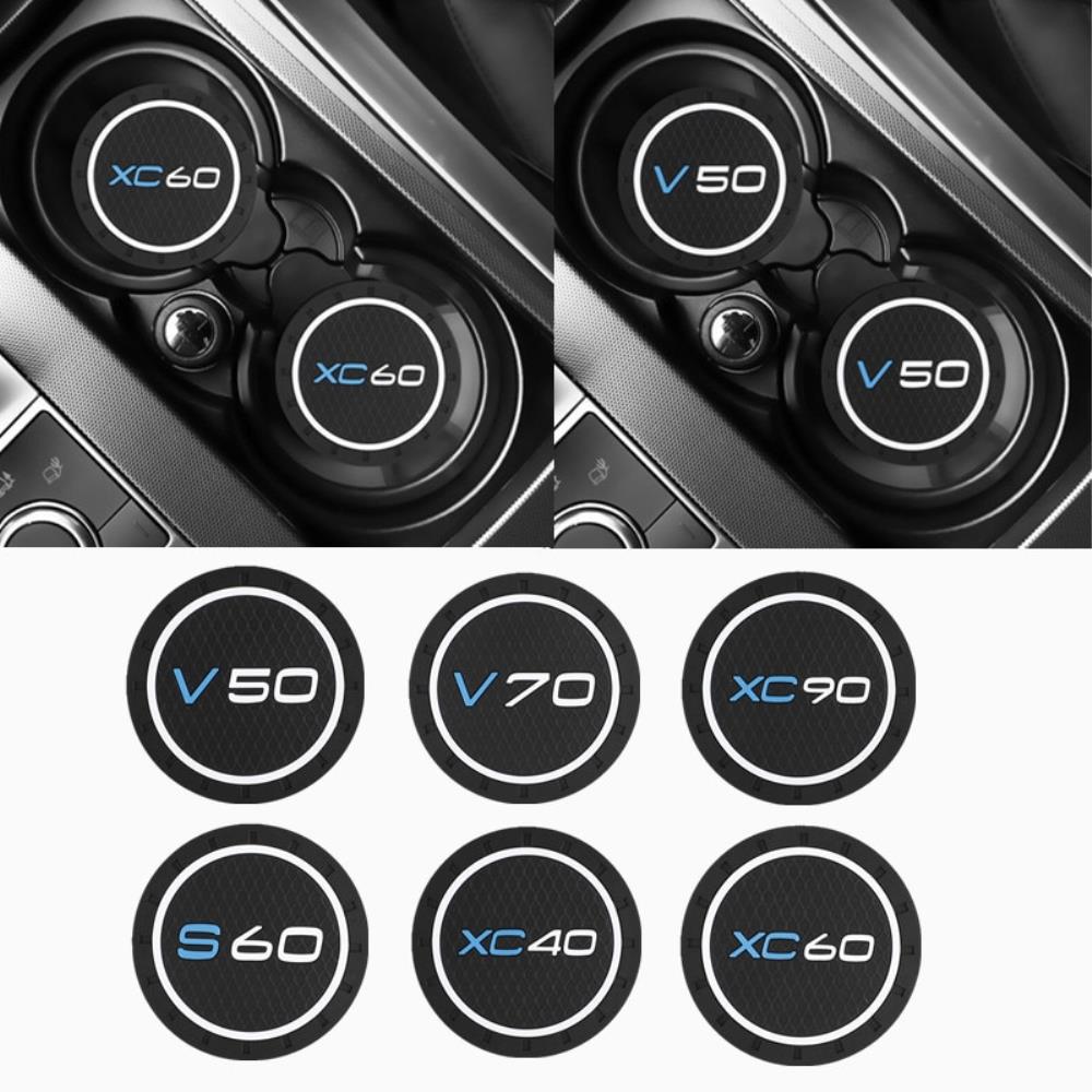 해피아워메이크 2개 자동차 자동 물 컵 슬롯 비-슬립 매트 액세서리 볼 보 XC40 XC60 XC90 XC70 S60 S80 S9