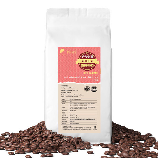 [오늘출발] 손맛커피 원두커피1kg 무료배송 갓 볶은 신선한 원두커피1kg 더달콤베리한향미 (홀빈)/손맛커피 더달콤베리헤이(HEY)