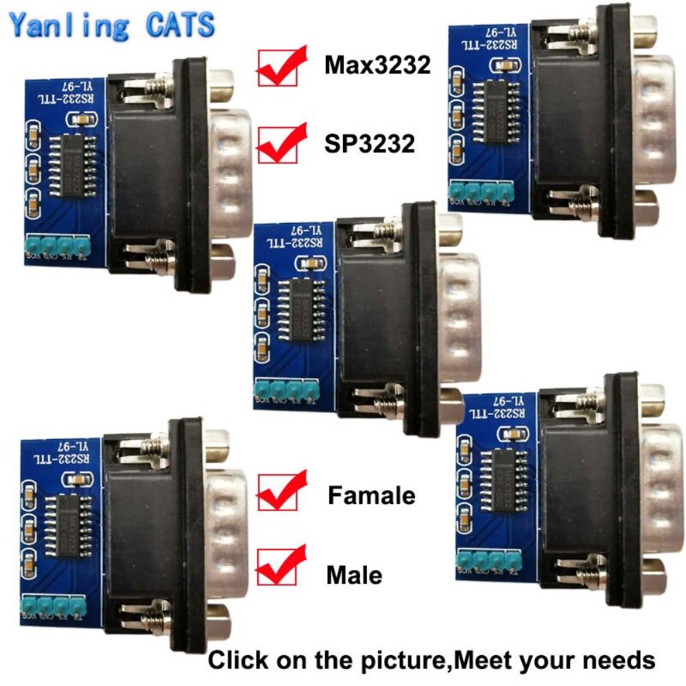 RS232-TTL 직렬 포트 보드 MAX3232 SP3232 수 암 컨버터 통신 모듈 DB9 커넥터 YL-7/97 5 개