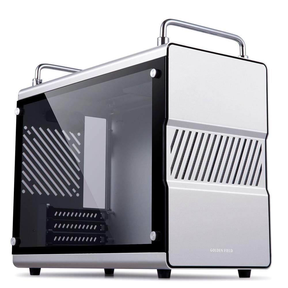 골든 필드 고스트 원 접이식 핸들 M-ATX 알루미늄 컴퓨터 케이스 강화 유리 측면 7 팬 슬롯 4 확장