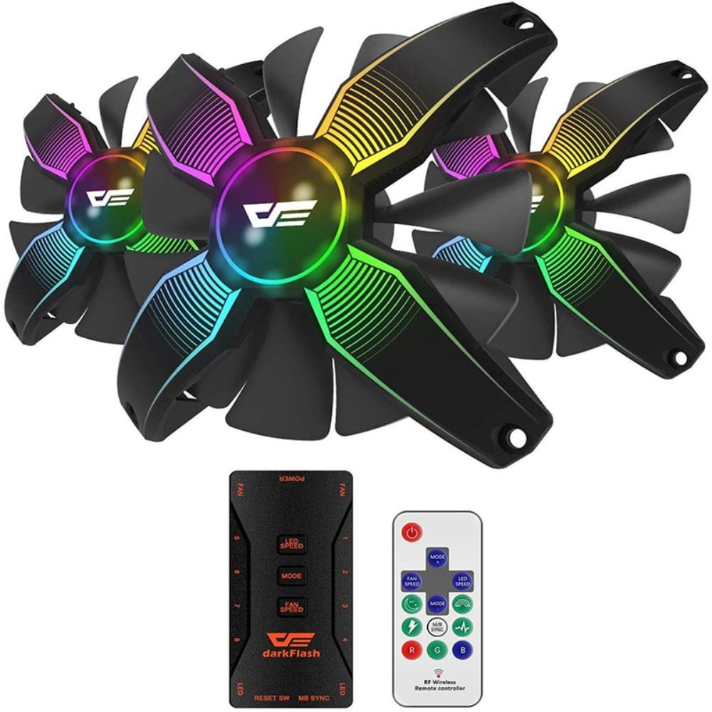 DarkFlash 120mm PC 케이스 팬 RGB LED 게임 컴퓨터 CPU 냉각 물 주소 지정 가능한 자동