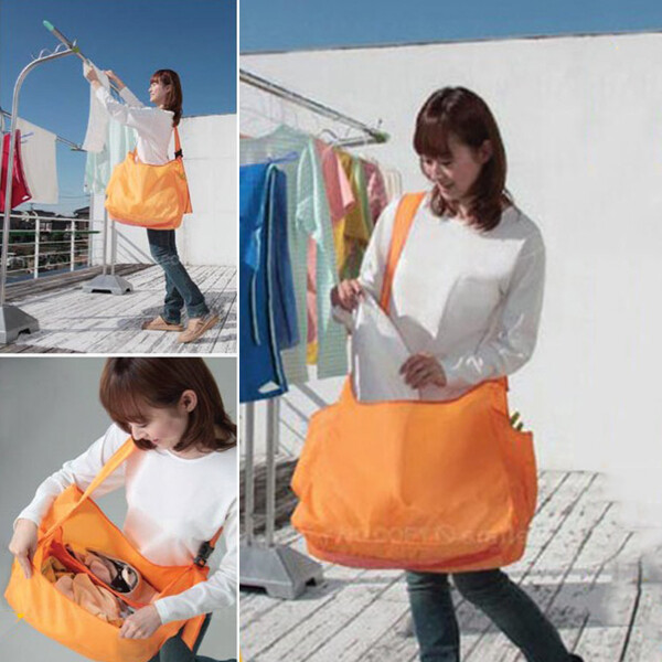 [오늘출발] 일본 후쿠시 팍스/런더리 숄더백 /빨래가방/빨래바구니/장바구니/요통걱정NO/허리펴고 빨래 널기